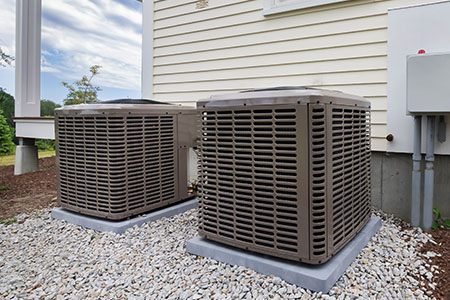 heat pump units installed outside a building